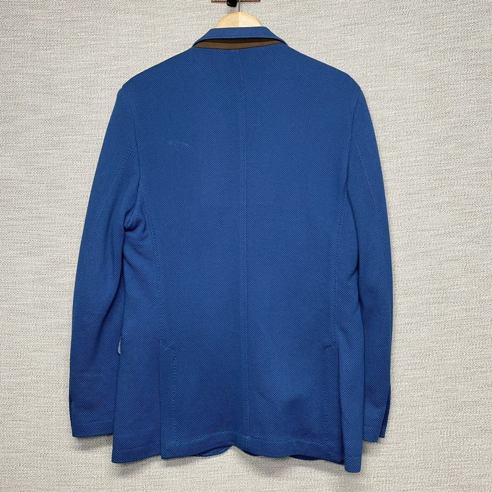 Massimo Dutti Sport Coat 44R Mens Slim 2B2V Cotton Textured Knit Blue - Picture 4 of 13